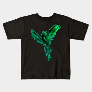 Green Posterized Pheonix Kids T-Shirt